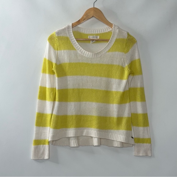 Billabong Sweaters - Billabong Womans Knit Sweater Pullover Striped Yellow White Size M